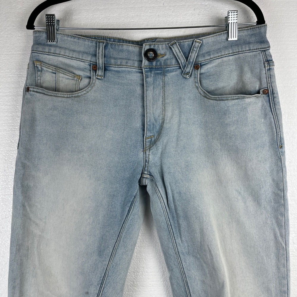 Volcom Vorta Slim Tapered Jeans Mens 31 (Measures 33) Light Wash Denim Skater - Picture 4 of 12
